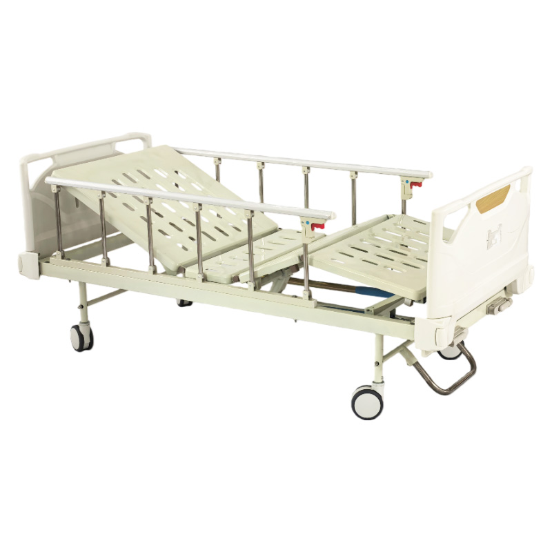 Cama de hospital manual do freio central da Duas-Fun&ccedil;&otilde;es com cabeceira quadrada